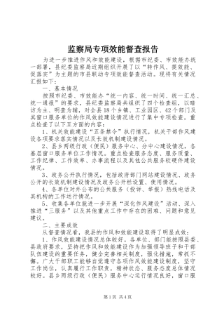 监察局专项效能督查报告