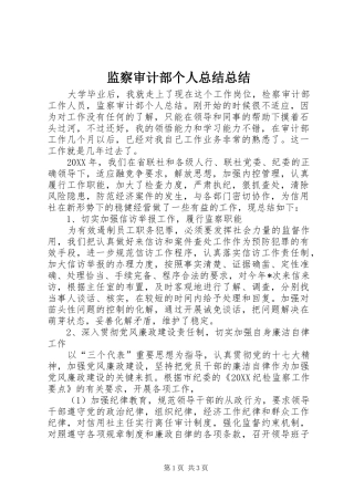 监察审计部个人总结总结