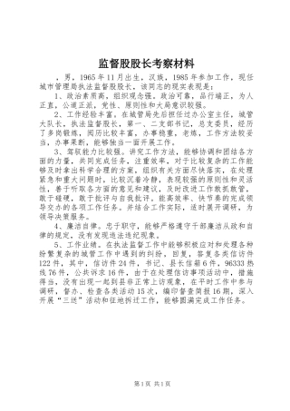 监督股股长考察材料