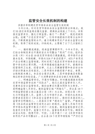 监管安全长效机制的构建