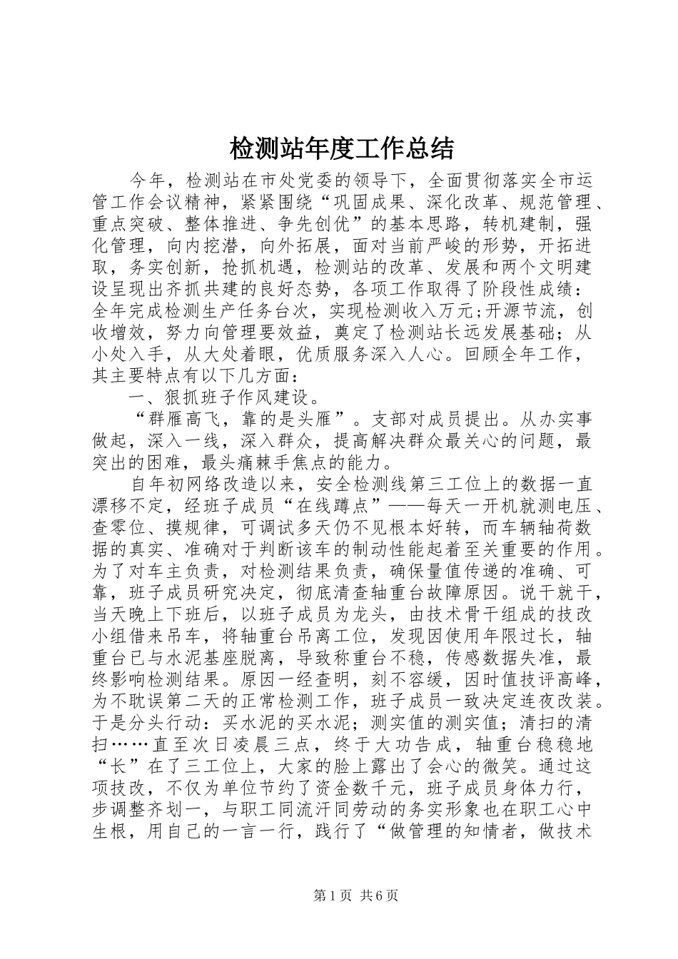 检测站年度工作总结_第1页