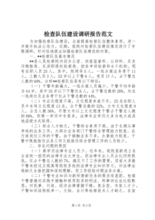 检查队伍建设调研报告范文