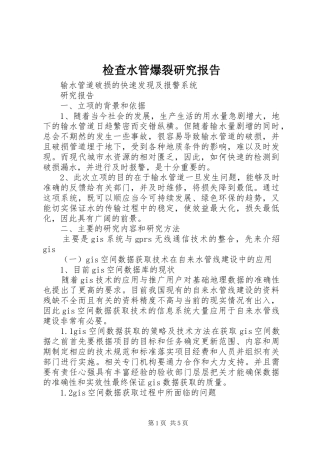 检查水管爆裂研究报告