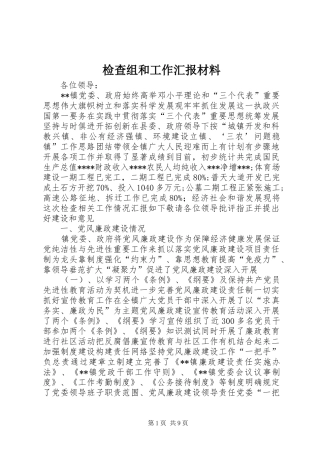检查组和工作汇报材料