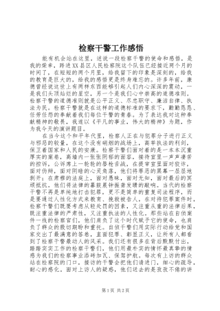 检察干警工作感悟