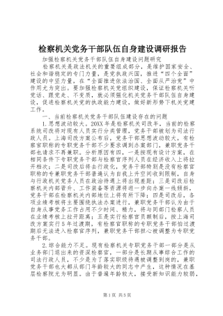 检察机关党务干部队伍自身建设调研报告