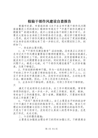 检验干部作风建设自查报告