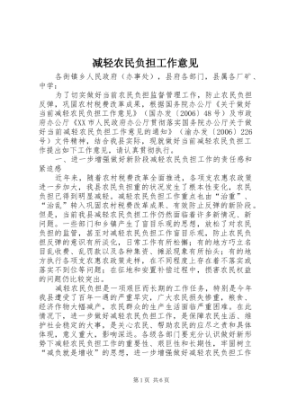 减轻农民负担工作意见