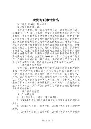 减资专项审计报告