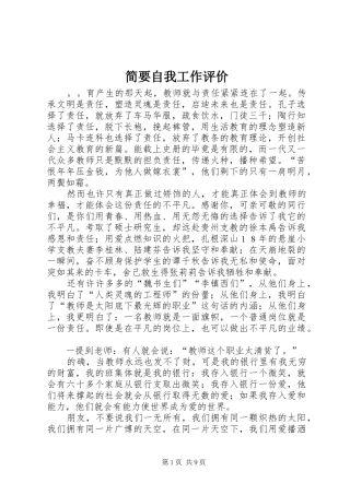 简要自我工作评价