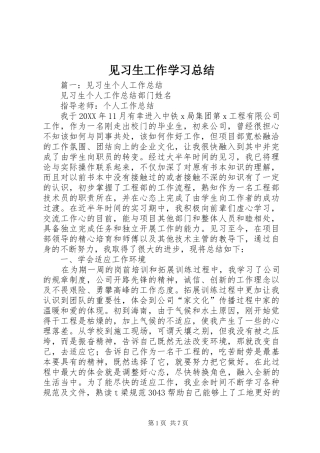 见习生工作学习总结
