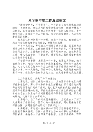 见习生年度工作总结范文