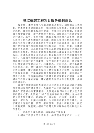 建立崛起工程项目服务机制意见