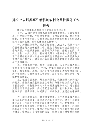建立以钱养事新机制农村公益性服务工作报告