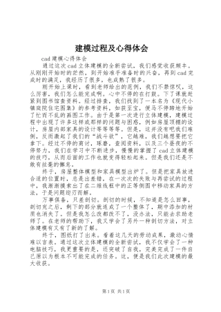 建模过程及心得体会