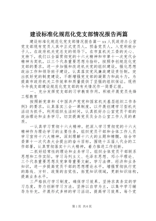 建设标准化规范化党支部情况报告两篇