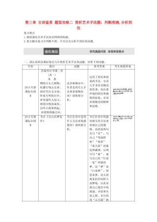 高考语文三轮冲刺第三章 古诗鉴赏 题型攻略二 赏析艺术手法题：判断准确,分析到位试题
