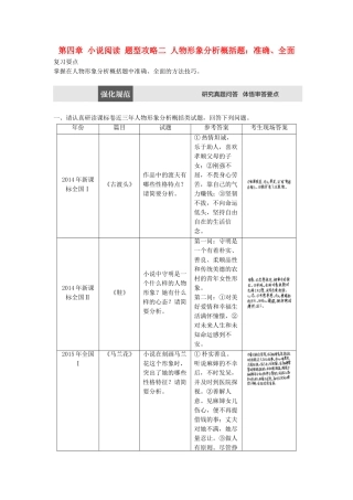 高考语文三轮冲刺第四章 小说阅读 题型攻略二 人物形象分析概括题：准确、全面试题