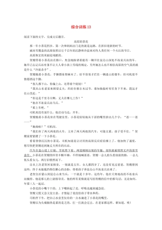 高考语文三轮冲刺第四章 小说阅读 综合训练13试题