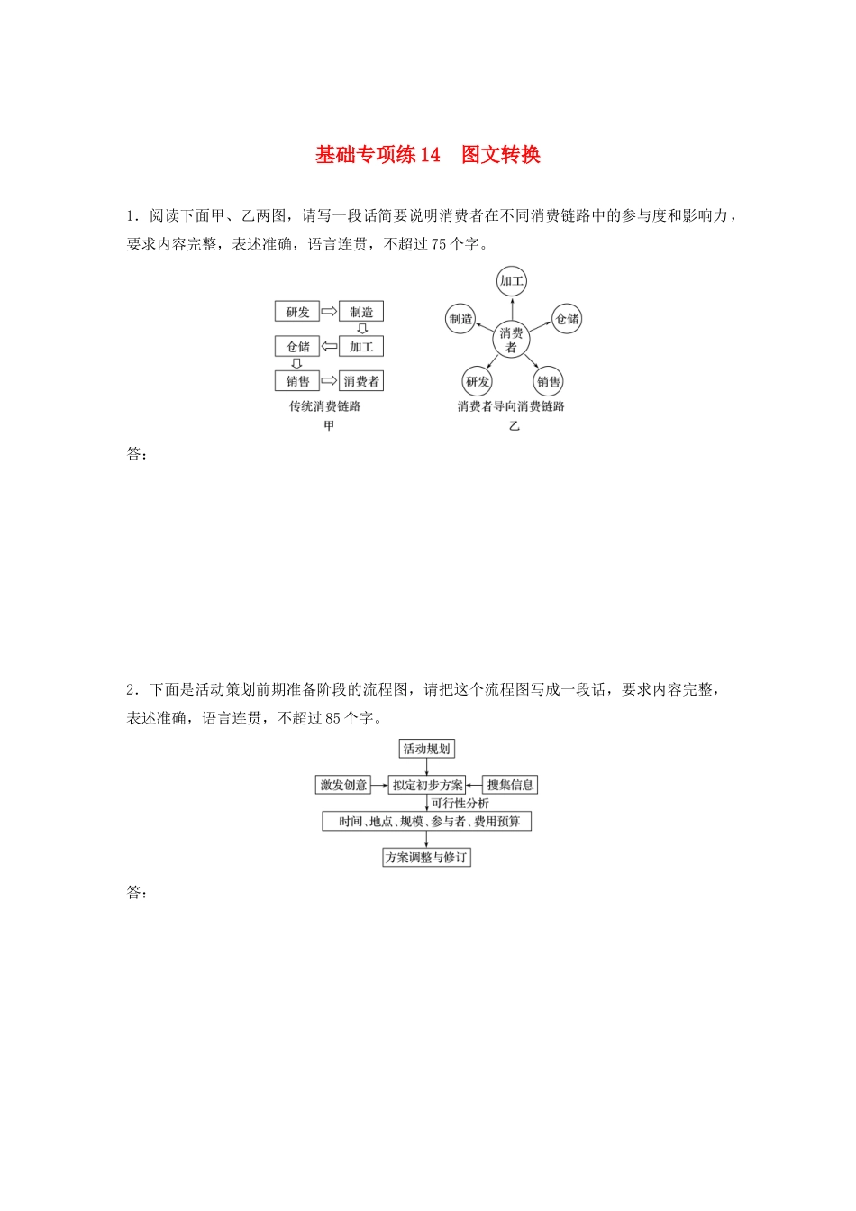 高考语文一轮复习 基础突破 第二轮基础专项练14 图文转换试题_第1页