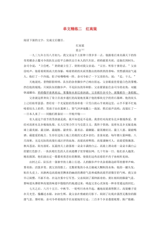 高考语文一轮复习 阅读突破专题五 文学类文本阅读 单文精练二 红高粱（含解析）试题