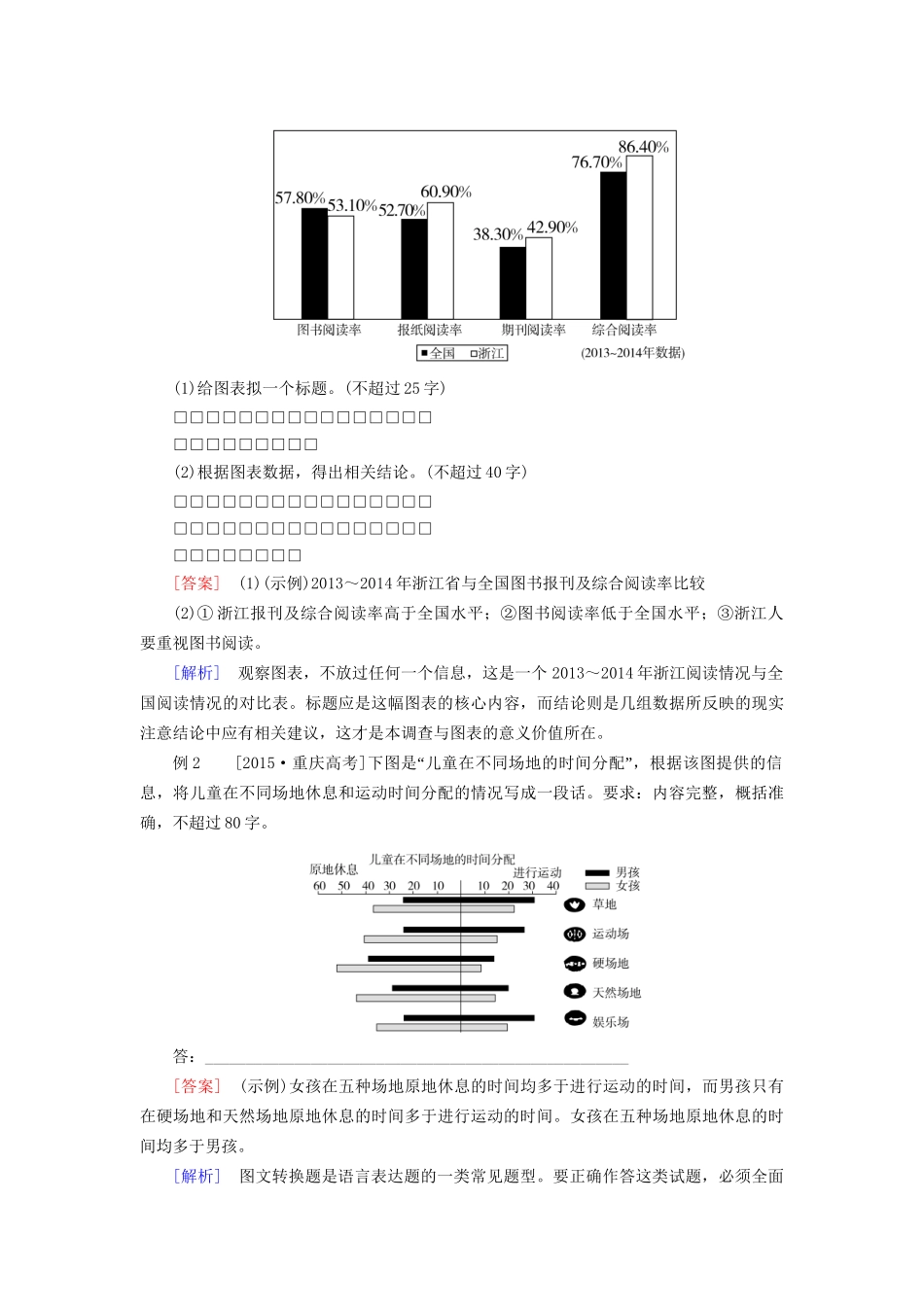 高考语文一轮总复习 第1部分 语言文字运用 专题六 图文转换教师用书试题_第3页