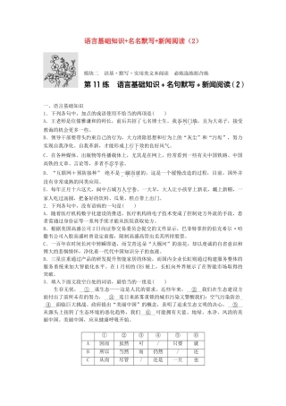 高考语文专题复习 模块二 语基 默写 实用类文本阅读 第11练 语言基础知识名名默写新闻阅读（2）试题
