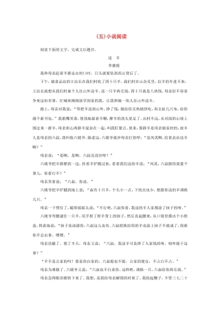 高考语文大二轮总复习 考前冲关夺分 第七章 微专题（五）小说阅读讲练试题