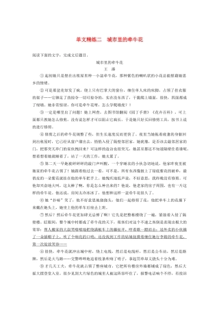 高考语文第二章 文学类文本阅读 专题一 单文精练二 城市里的牵牛花（含解析）试题