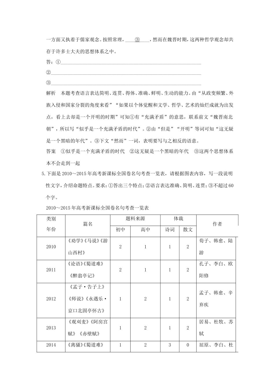 高考语文二轮复习 专题组合（三）语言文字运用＋名句默写＋论述类文本阅读（三）试题_第3页
