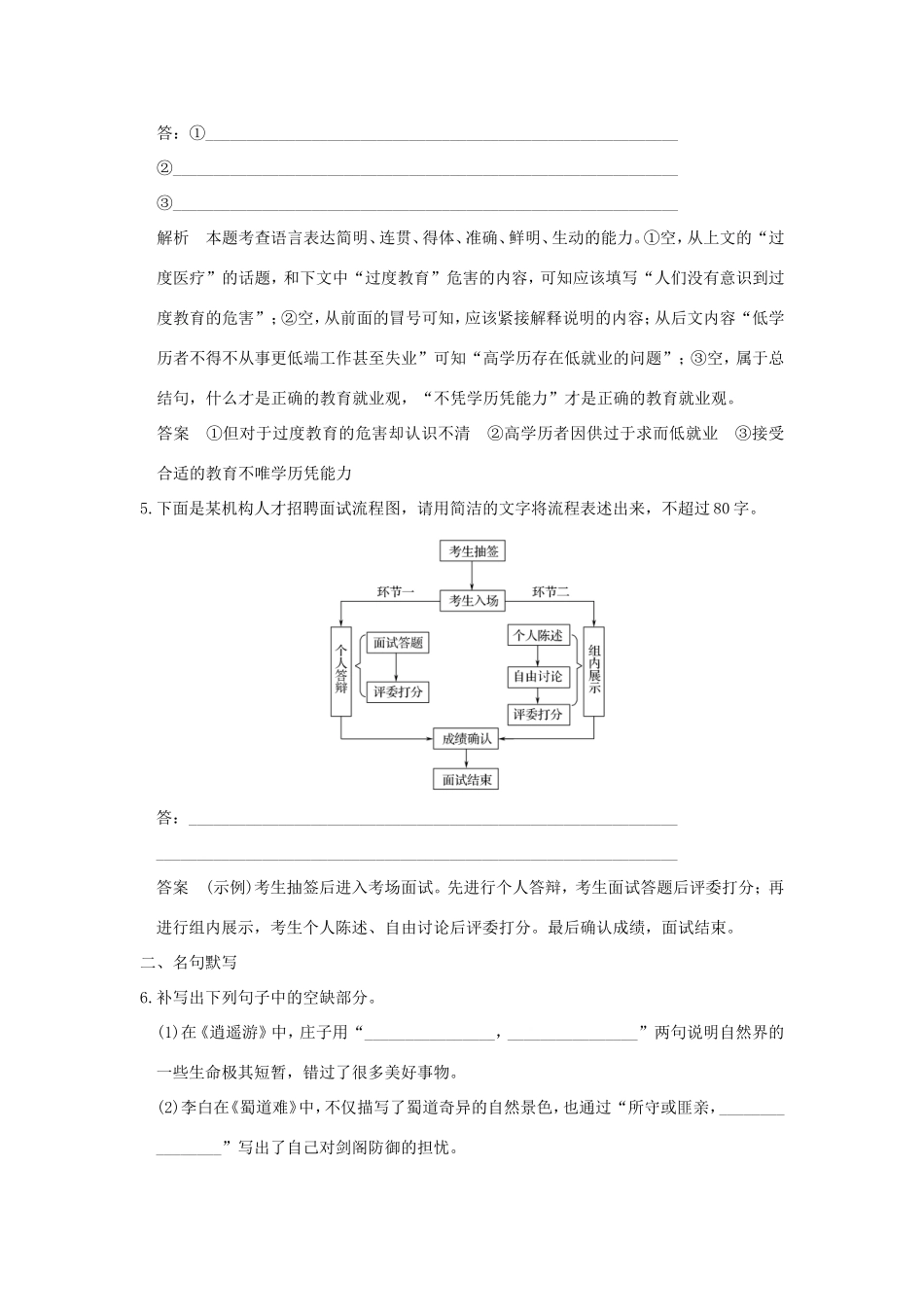 高考语文二轮复习 专题组合（十七）语言文字运用＋名句默写＋诗歌鉴赏（二）试题_第3页