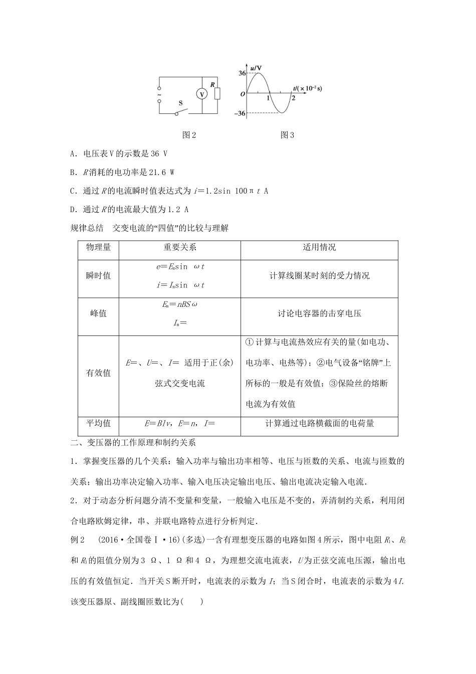 高二物理暑期作业 复习方法策略16讲 第16讲“交变电流”高考考什么，怎么考试题_第2页