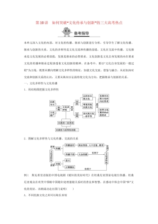 高二政治暑期作业 复习方法策略15讲 第10讲 如何突破“文化传承与创新”的三热点试题