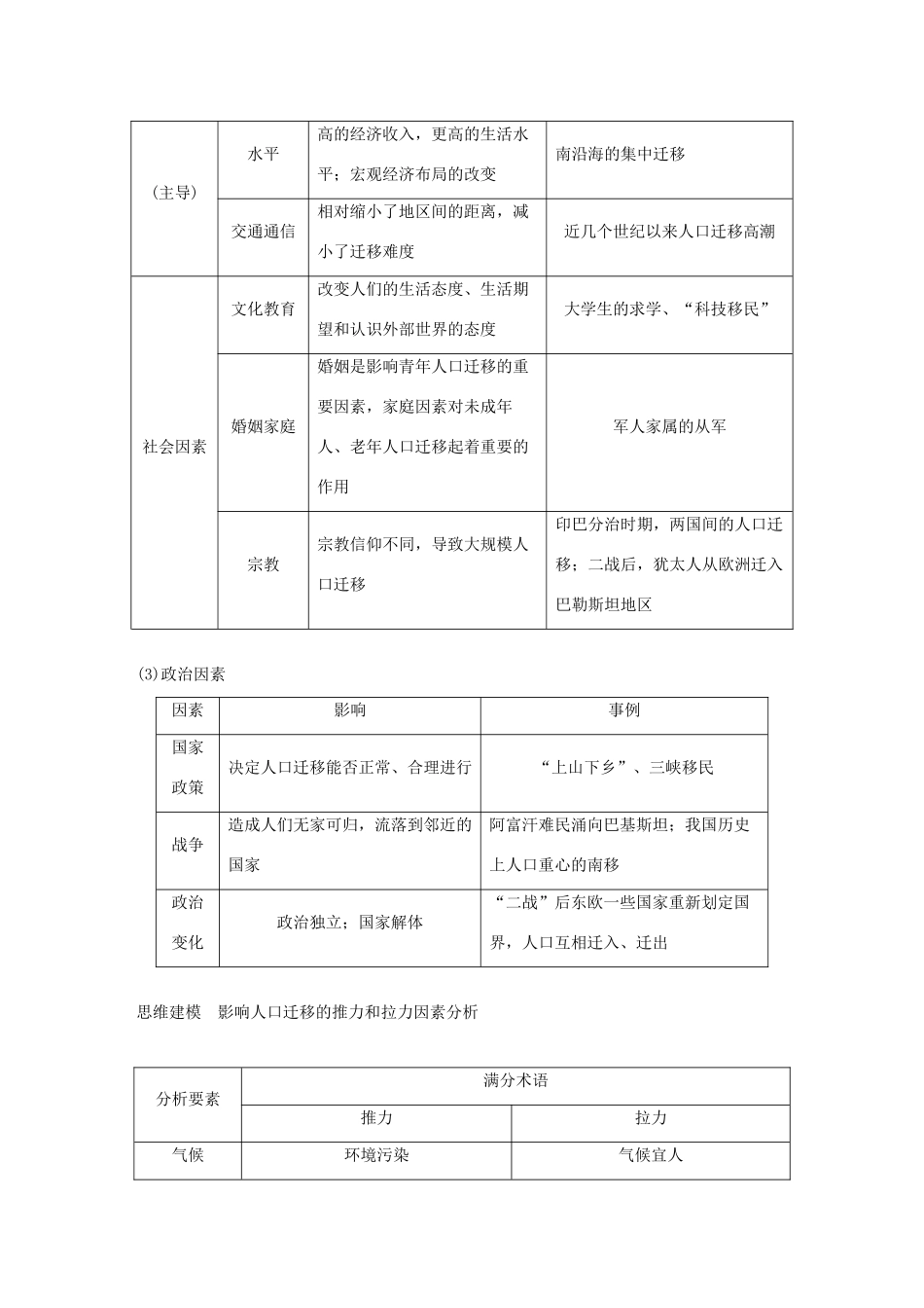 高考地理一轮复习 第1章 人口的变化 第17讲 人口的空间变化教师用书（必修2试题_第3页