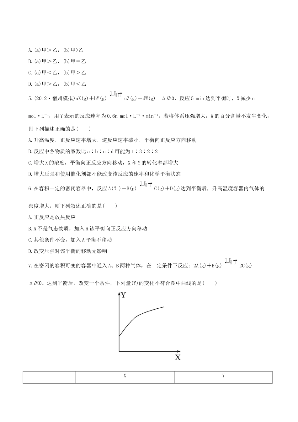 高考化学 课时提能演练(二十) 7.2 化学平衡状态 化学平衡的移动 新人教版_第2页