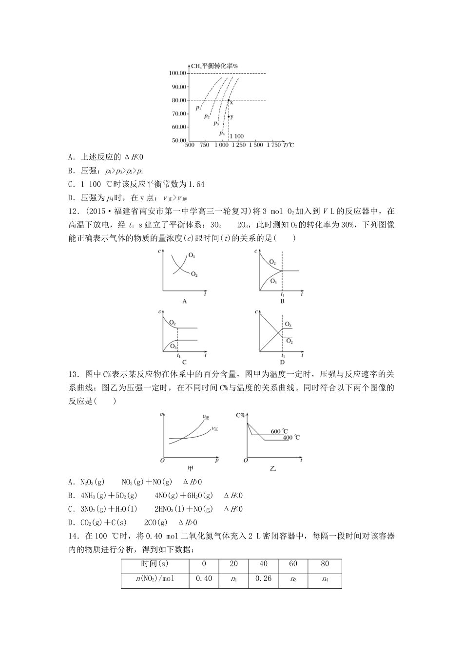 高考化学一轮复习 第7章 化学反应速率和化学平衡单元综合检测卷试题_第3页