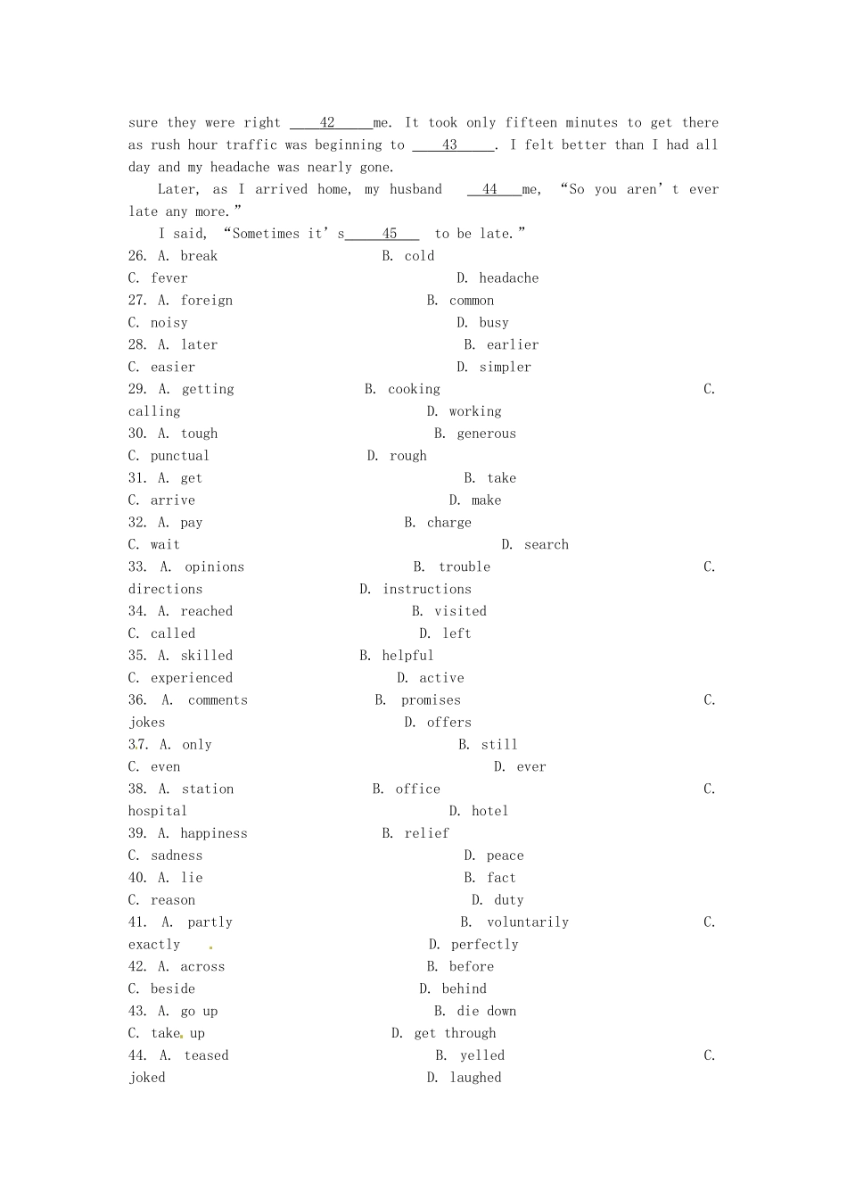 高考高考英语一轮复习 Unit 2 English around the world单元测试题 新人教版必修1_第3页