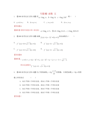 高考数学分项版解析 专题02 函数 文试题