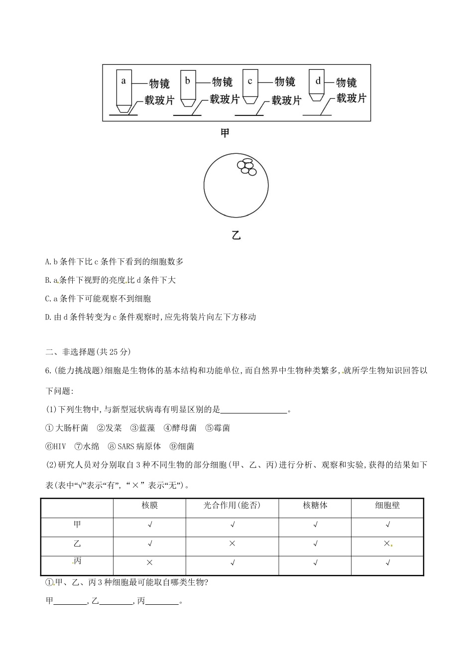 高中生物 课时提升卷(二) 第1章 第2节 细胞的多样性和统一性（含2013试题，含解析） 新人教版必修1_第2页