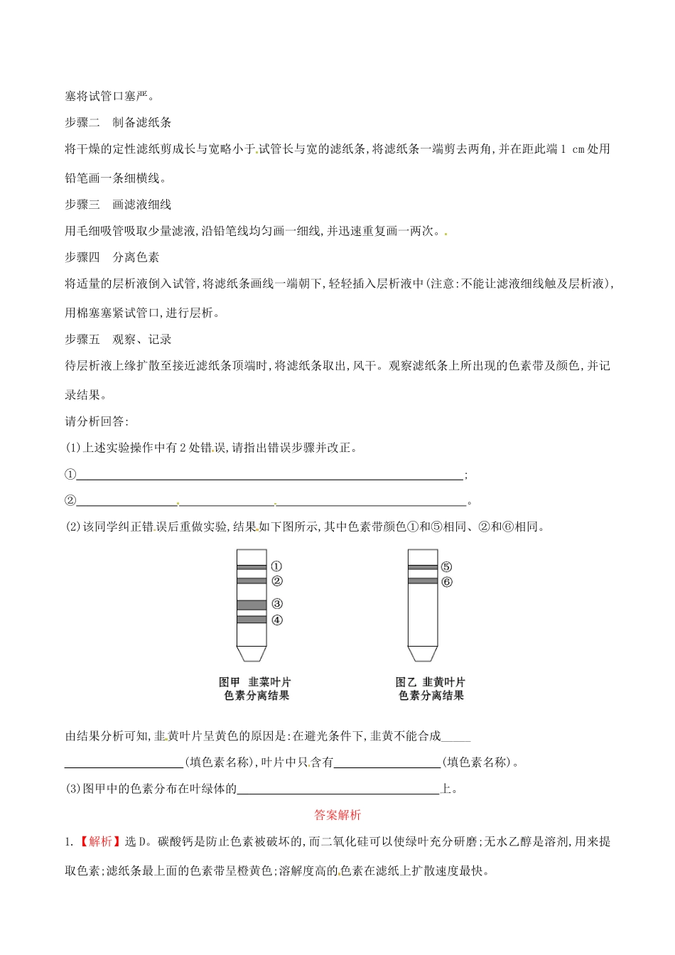 高中生物 课时提升卷(十六) 第5章 第4节 能量之源 光与光合作用（含2013试题，含解析） 新人教版必修1_第3页