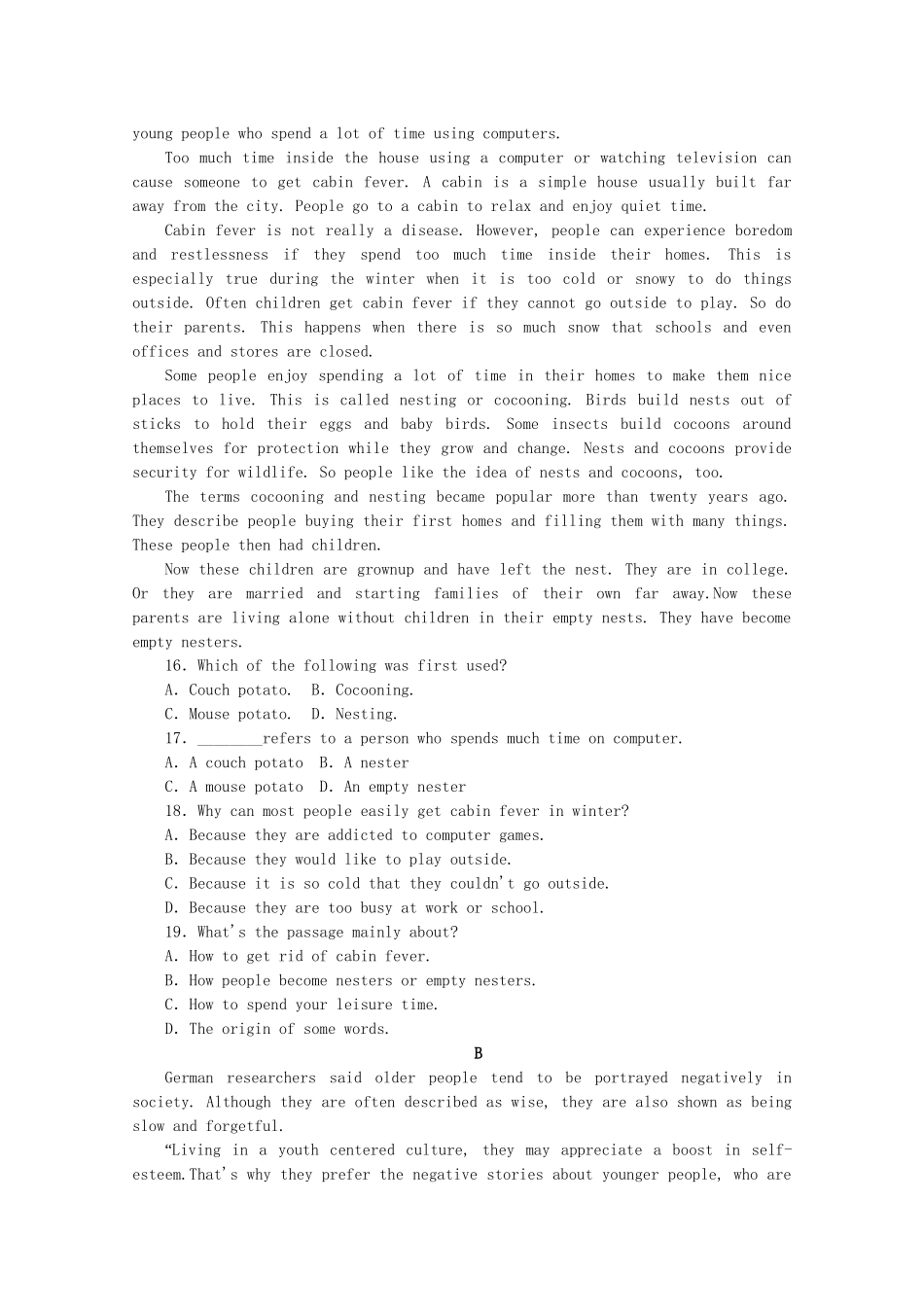 届高考英语一轮复习方案 作业手册（15） Unit 5 Canada—“The True North”（含解析） 新人教版必修3_第3页