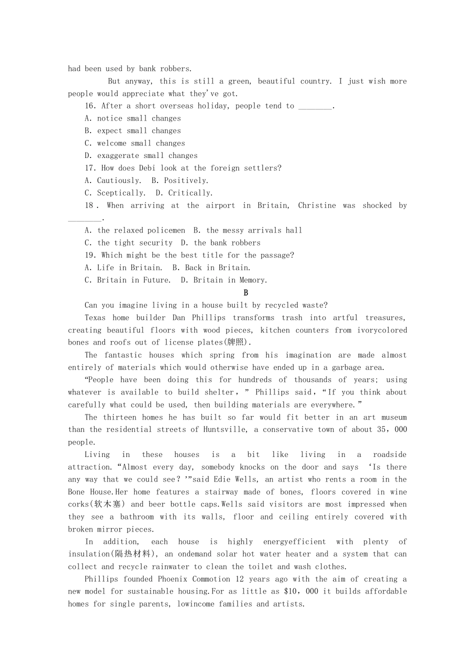 届高考英语一轮复习方案 作业手册（30）Unit 5 The power of nature（含解析）新人教版选修6_第3页