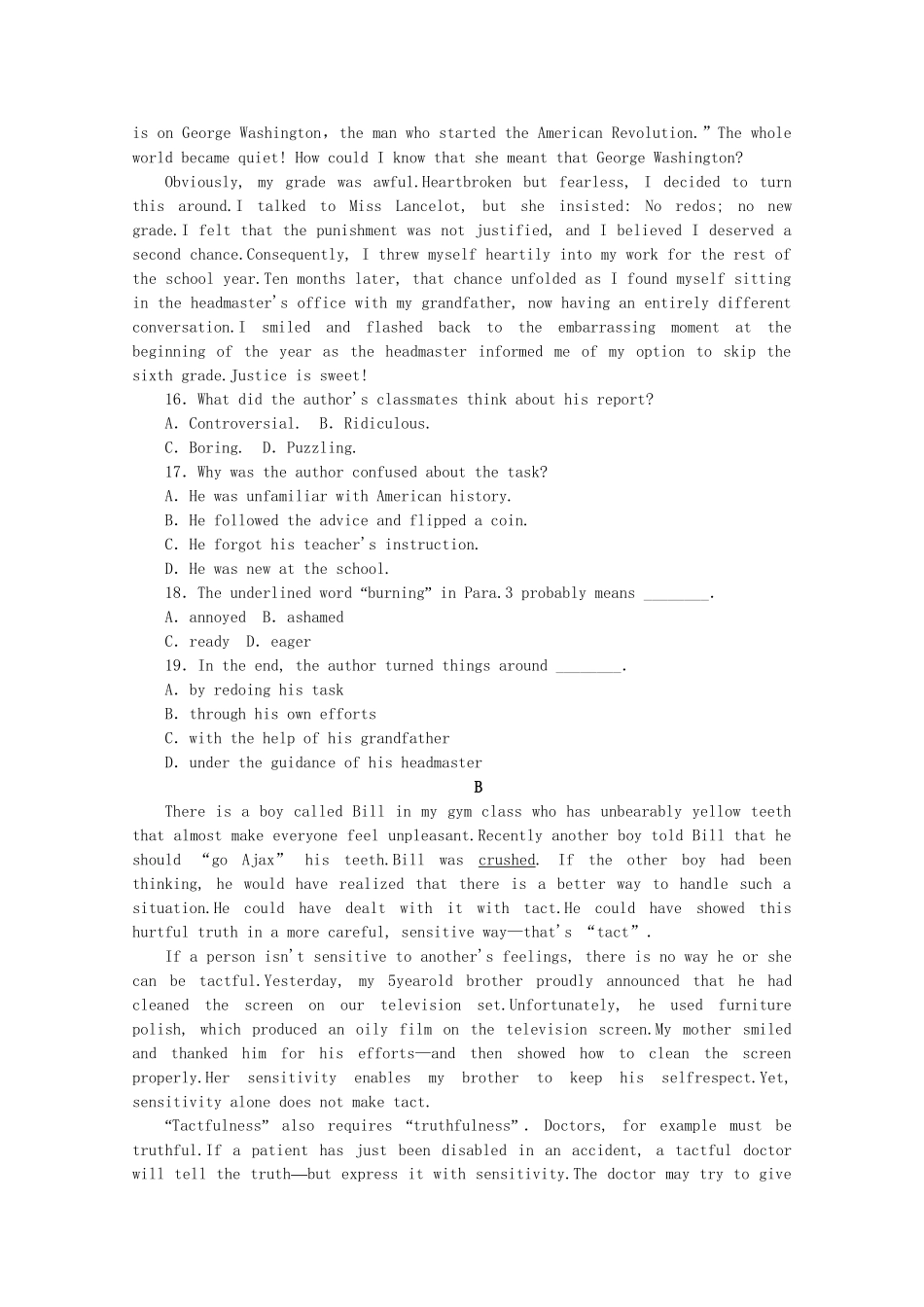 届高考英语一轮复习方案 作业手册（35） Unit 5 Travelling abroad（含解析） 新人教版选修7_第3页