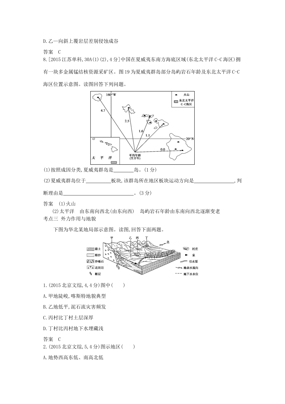 高考地理一轮复习真题汇编 第六单元 岩石圈物质循环与地表形态塑造-人教版高三地理试题_第3页