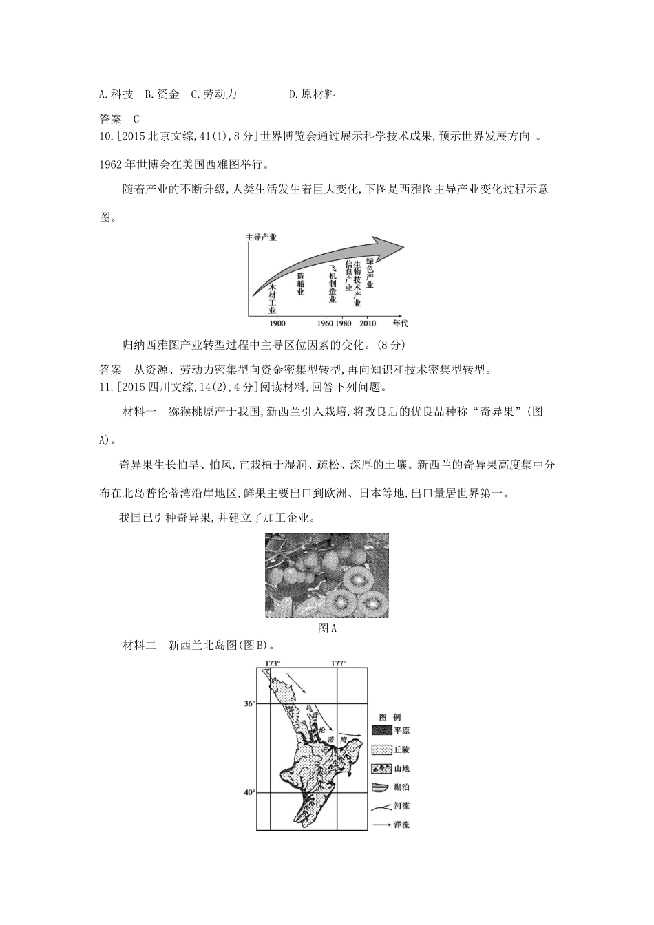 高考地理一轮复习真题汇编 第十三单元 工业地域的形成与发展-人教版高三地理试题_第2页