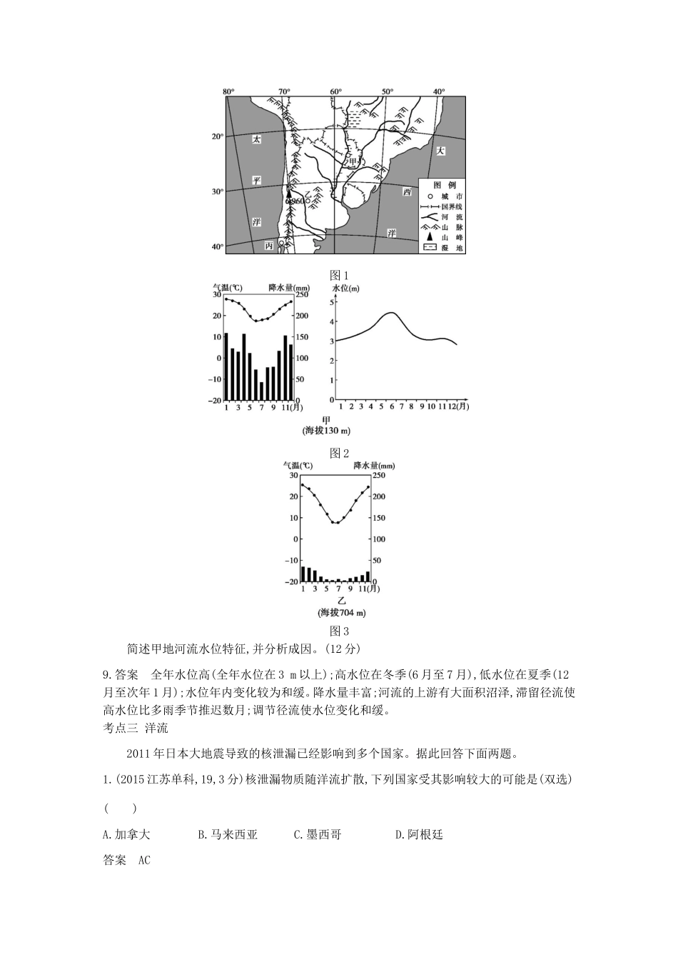 高考地理一轮复习真题汇编 第五单元 地球上的水-人教版高三地理试题_第2页
