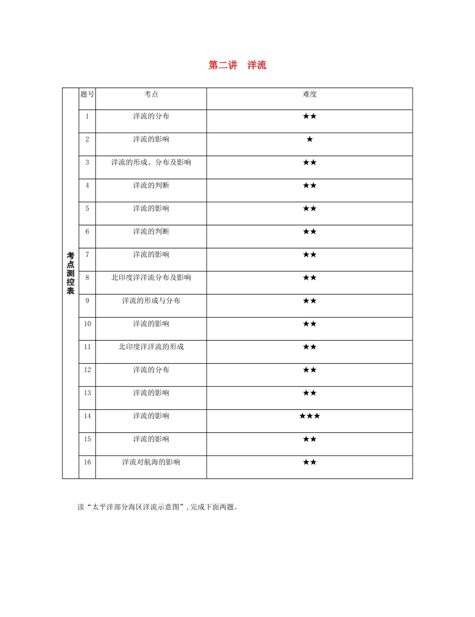 高考地理总复习 第五单元 地球上的水 第二讲 洋流练习-人教版高三地理试题_第1页