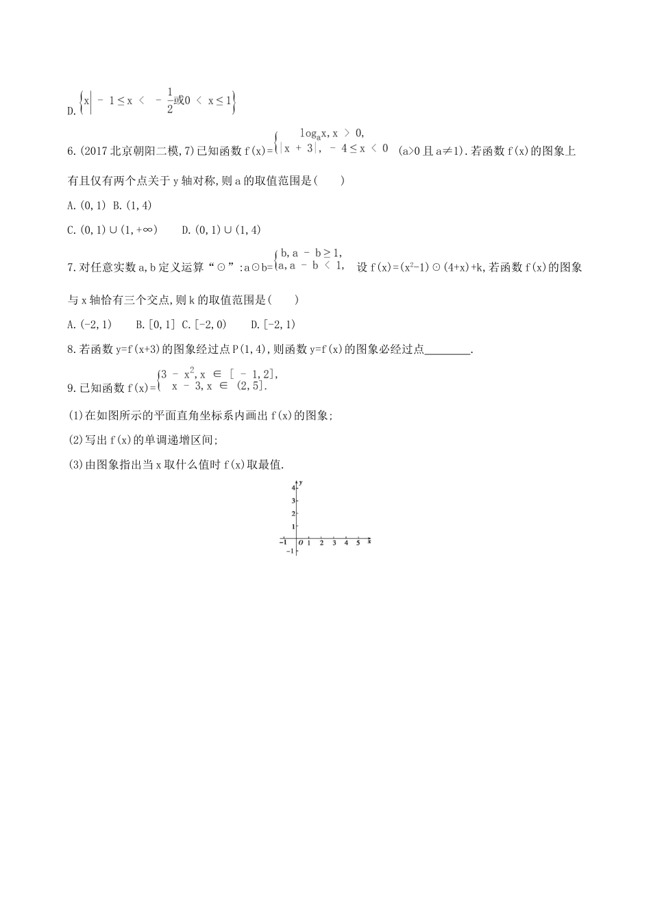 高考数学一轮复习 第二章 函数 第七节 函数的图象作业本 理-人教版高三数学试题_第2页