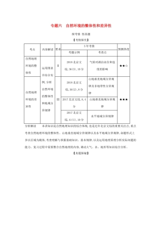 高考地理一轮复习 专题六 自然环境的整体性和差异性精练（含解析）-北京版高三地理试题