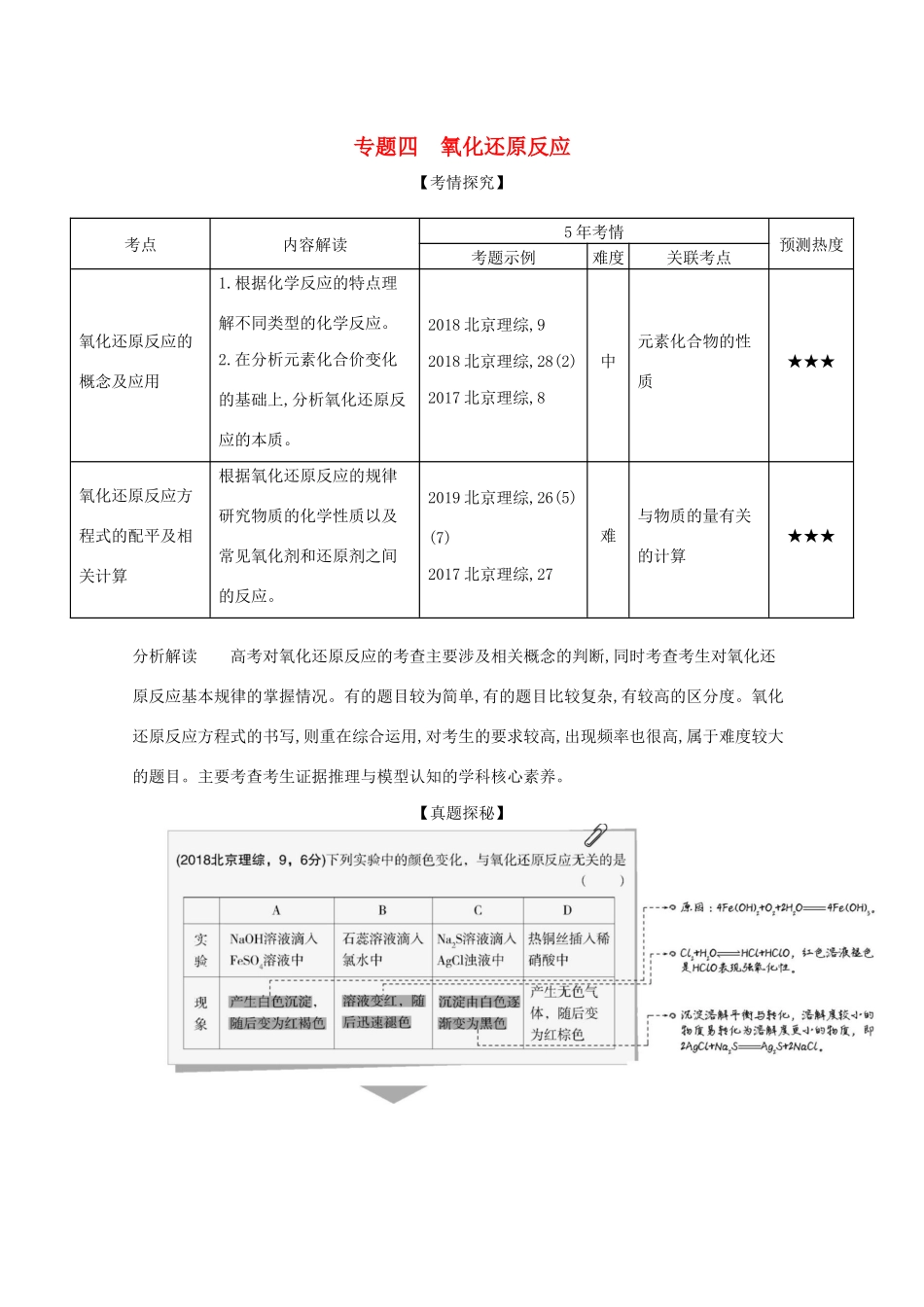 高考化学一轮复习 专题四 氧化还原反应精练（含解析）-北京版高三化学试题_第1页